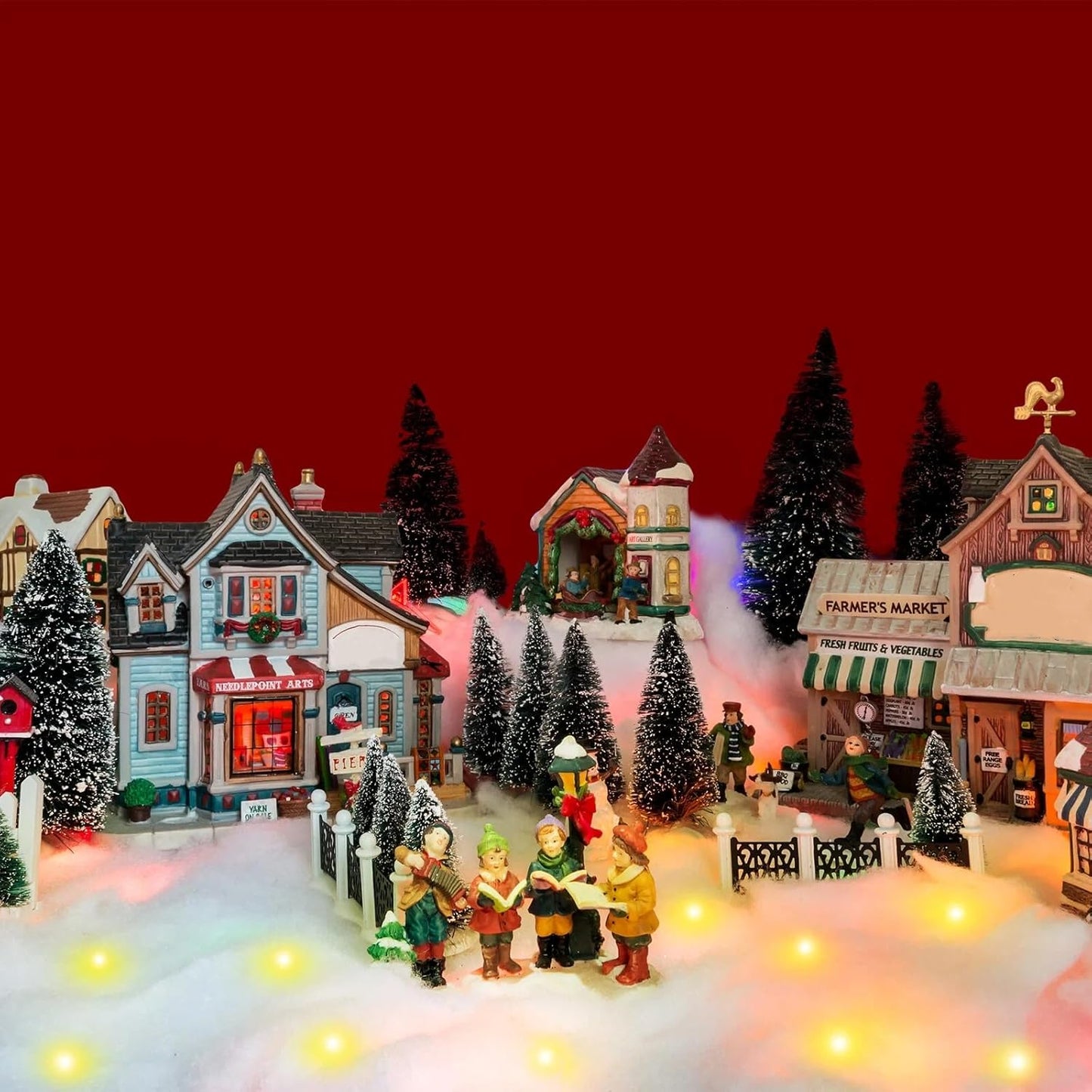 Tudomro LED Christmas Snow Blanket - Pre-Lit Village Decor for Holiday Displays | 4 ft x 13 in (Warm White, 2 Pcs)