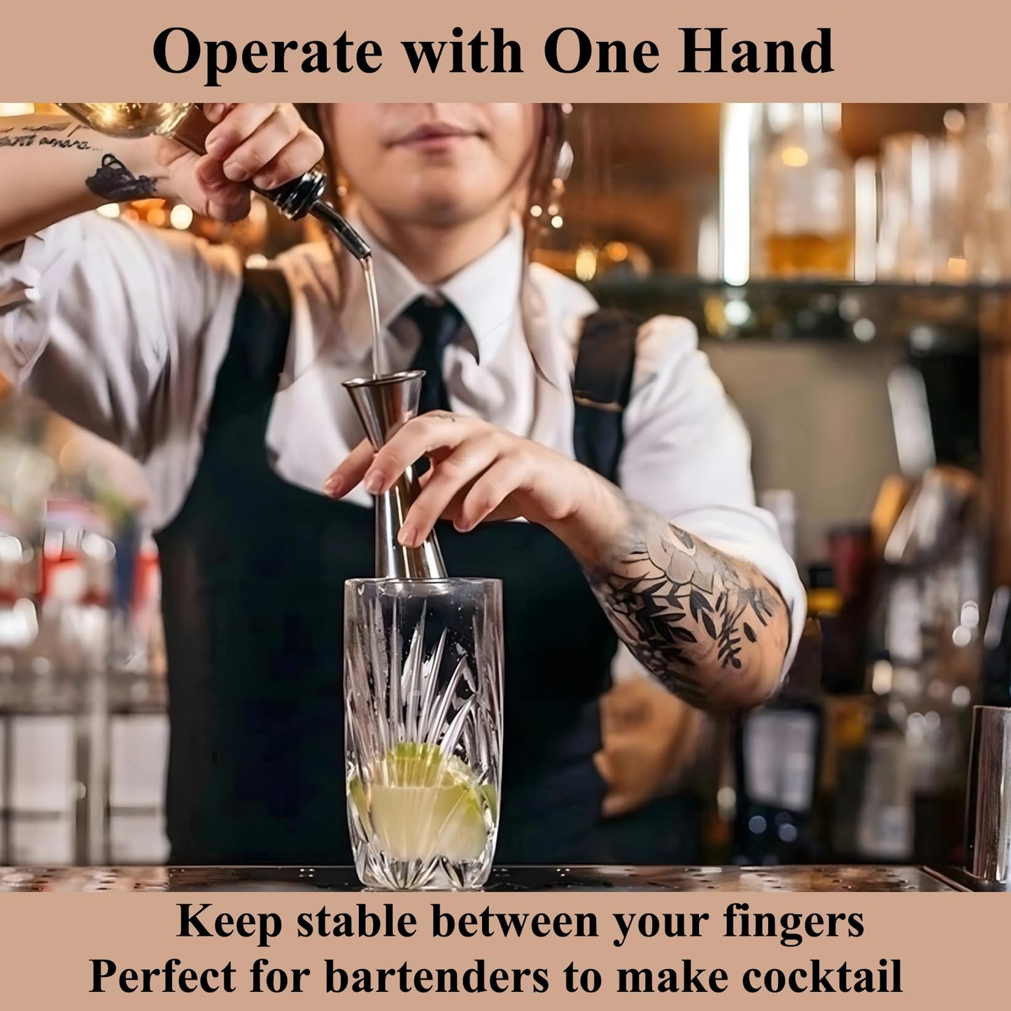 Pafusen Jigger for Bartending with 2 Pourers, Japanese Jiggers with 5 Measurements Inside, Jiggers 2 OZ 1 OZ, Shot Measure Jiggers, Bar jigger Bartender Tool Accessories, (Silver, 1 Jigger+ 2 Pourers)