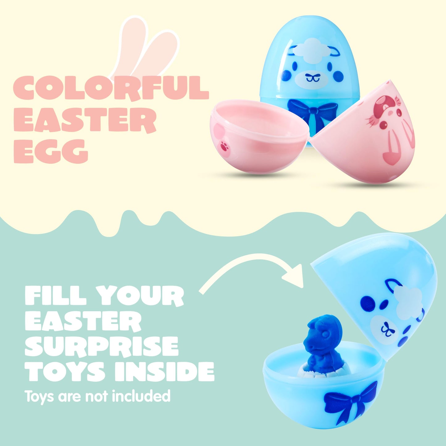 JOYIN 24 PCS Plastic Easter Multicolor Animal Eggs, 2.36" Fillable Eggs with 6 Kinds of Animal Pattern Eggshells for Easter Hunt, Treat Filling, Party Favor, Basket Stuffers, Classroom Prize Supplies