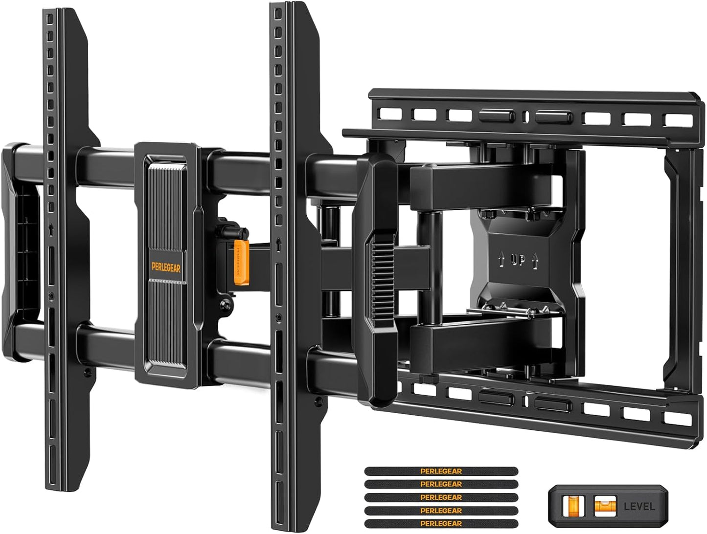 Perlegear Full Motion TV Wall Mount - Fits 42-97 Inch TVs Up to 132 lbs | Tool-Free Tilt & Swivel