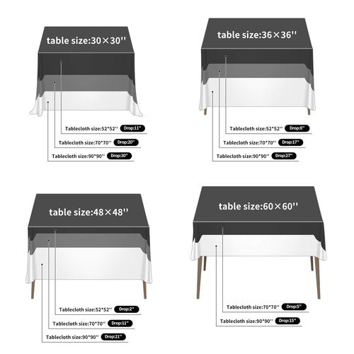 Ascoza 2pack 70x70 Inch Black Square in Polyester Fabric Tablecloth for Wedding,Banquet,Restaurant and Parties