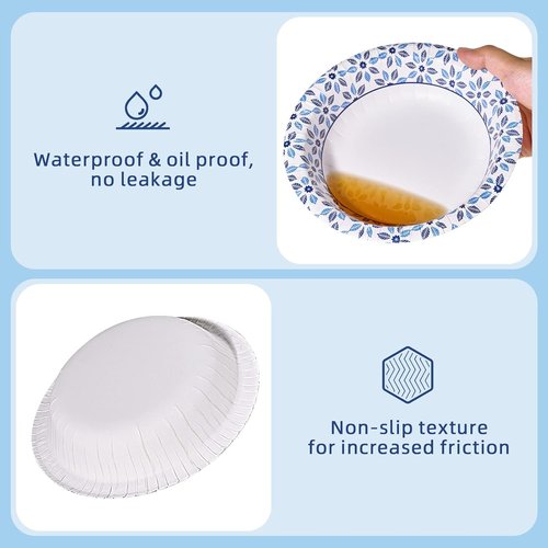 JOLLY CHEF 20 oz Heavy Duty Paper Bowls - 160 Count Soak Proof Disposable Dinnerware