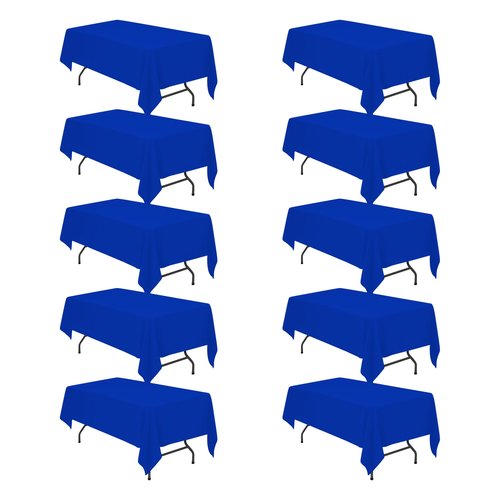 BRILLMAX 10 Pack Royal Blue Tablecloths 60 x 102 Inch for 6ft Rectangle Tables - 150 GSM Polyester Fabric, 15" Standard Drop, Water, Stain & Wrinkle Resistant Cloth Cover for Wedding Dining Buffet