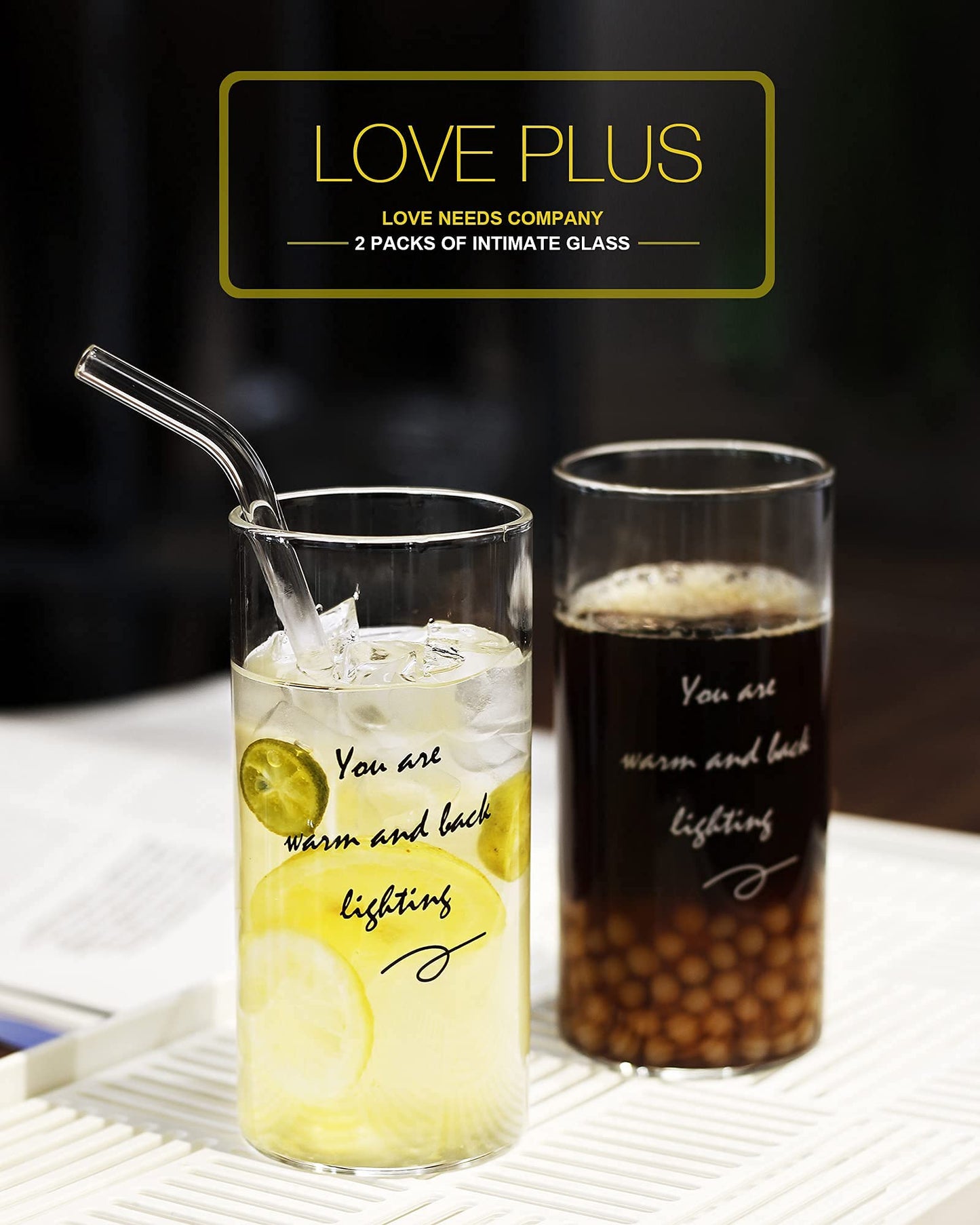 LUXU 13oz Highball Glasses, 2pc Tall Glass Sets. Lead-Free Drinking Glasses. Water Glasses, Mojito Glass Cups,Collins Bar Glassware, and Mixed Drink Cocktail Glass Set
