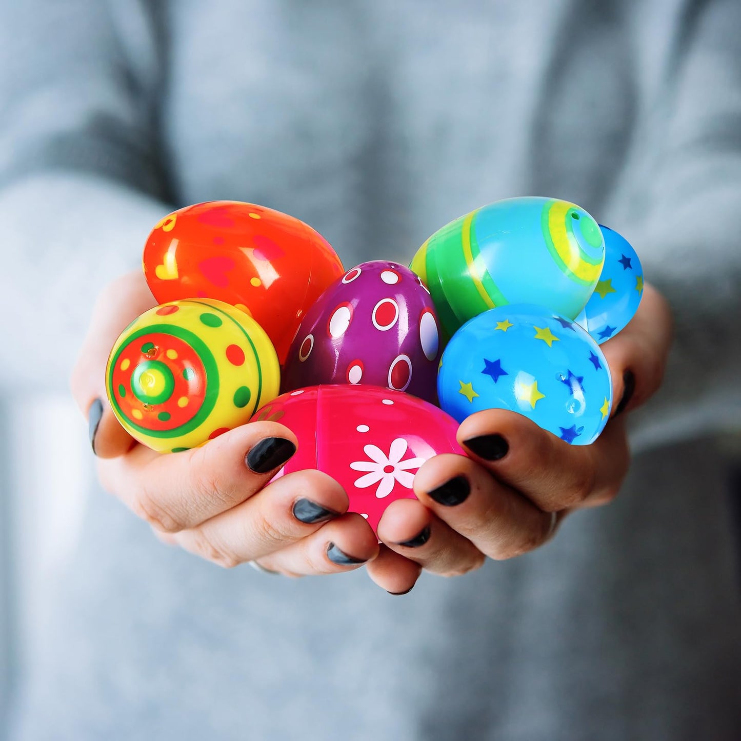 RoundFunny 144 Pcs 3'' Fillable Easter Eggs Empty Plastic Colorful Eggs Bright Basket Stuffers Easter Hunt Game Party Favor Boys Girls Classroom Toys Stuffers