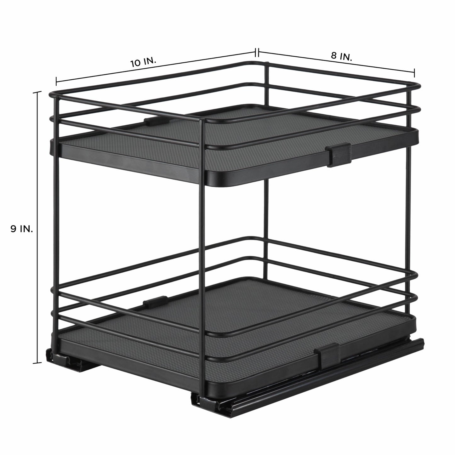 Organize It All Slide Out Shelf Organizer| Dimensions: 8"x 10.2"x 9"| Space Saver | Easy Glide Mechanism | Black.