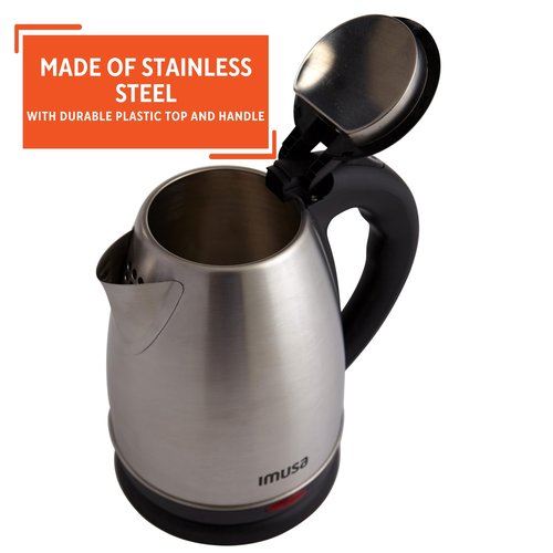 IMUSA USA GAU-18220 1.8 Liter Cordless Stainless Steel Electric Tea Kettle with Easy To Serve Pouring Spout