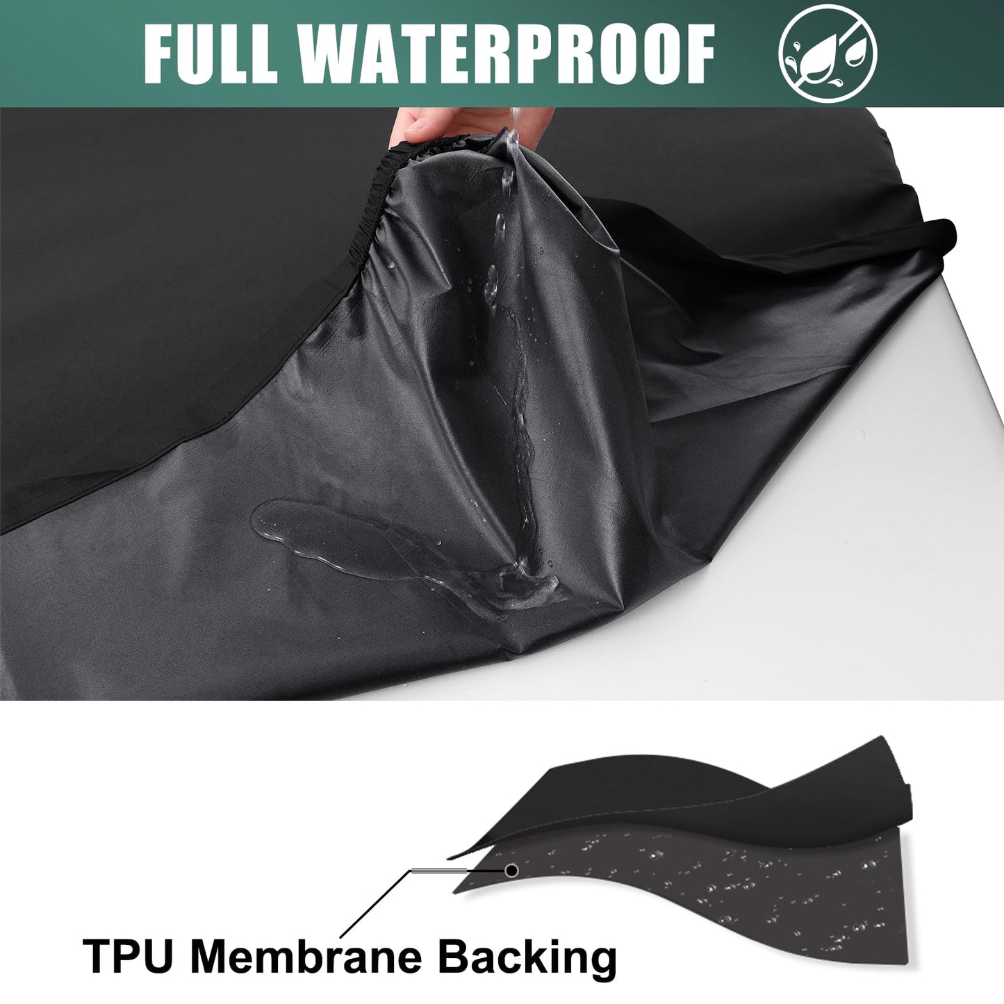 Smiry Rectangle Picnic Table Cloth, Reversible Elastic Fitted Tablecloths for 6 Foot Tables, Waterproof Polyester Table Cover for Camping, Outdoor and Indoor (Black, 30"x72")