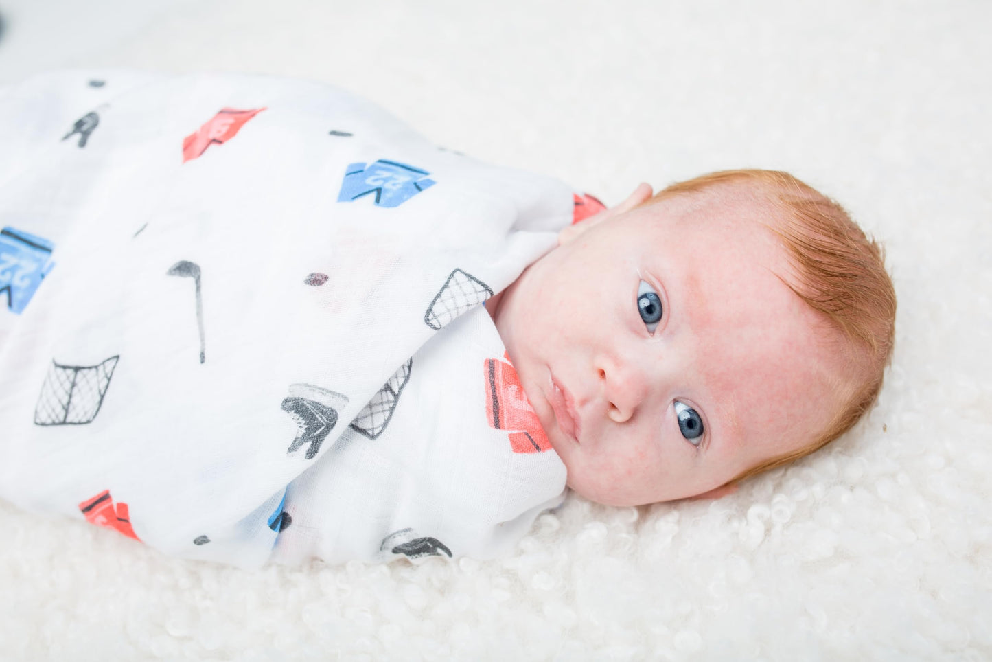 Lulujo Baby Swaddle Blanket| Unisex Softest 100% Cotton Muslin Swaddle Blanket| Neutral Receiving Blanket for Girls & Boys | 47in x 47in Hockey
