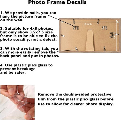 JCJMY 4x8 Picture Frame - Rustic Brown Wall Hanging & Tabletop Display | Shatter Resistant Plexiglass