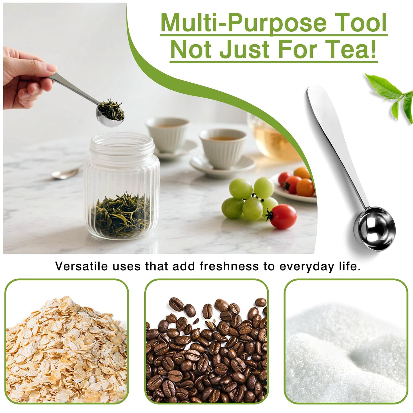 Perfect Measure Loose Leaf Tea Spoon – Premium 18/8 Stainless Steel Tea Scoop for All Tea Types – Connoisseur’s Choice