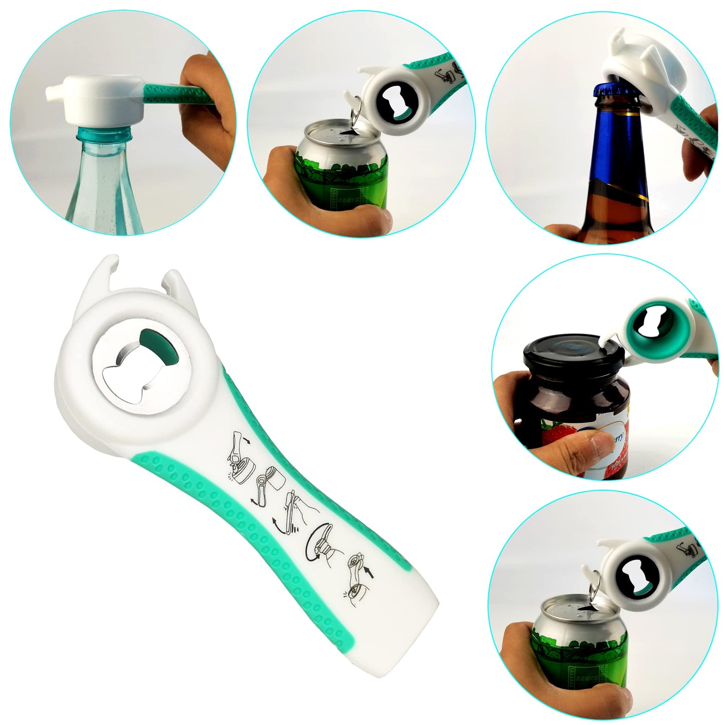 Otstar Jar Opener Bottle Opener and Can opener for Weak Hands,Seniors with Arthritis, Elderly, Jar Lid Opener Gadgets with Rubber Jar Opener Gripper Pad and Corkscrew Opener