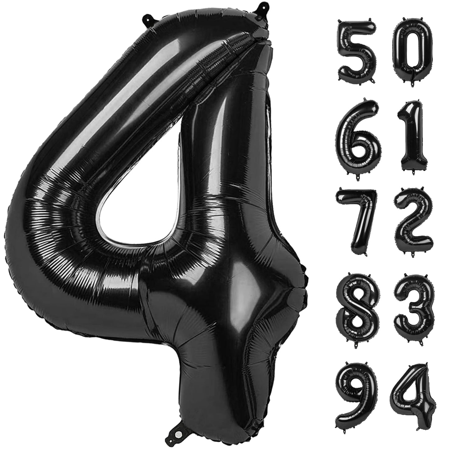 4 Balloon, Black Number Balloon 40 Inch, 4th Gold and Black Party Decorations, Four Large Numbers for Party Decor, Number 4 Balloon