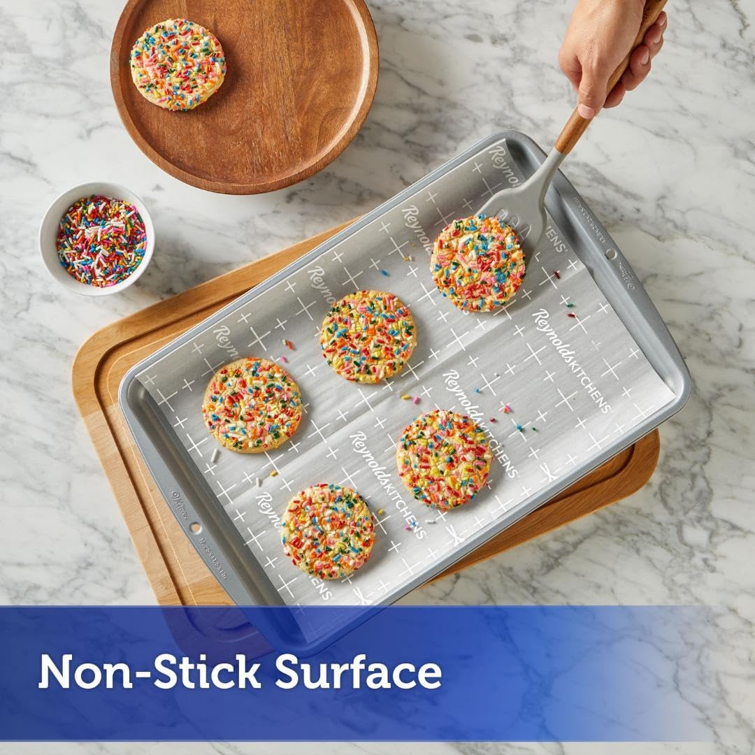 Reynolds Kitchens Cookie Baking Sheets - Pre-Cut Parchment Paper for Easy Cleanup | 12" x 16", 22 Count