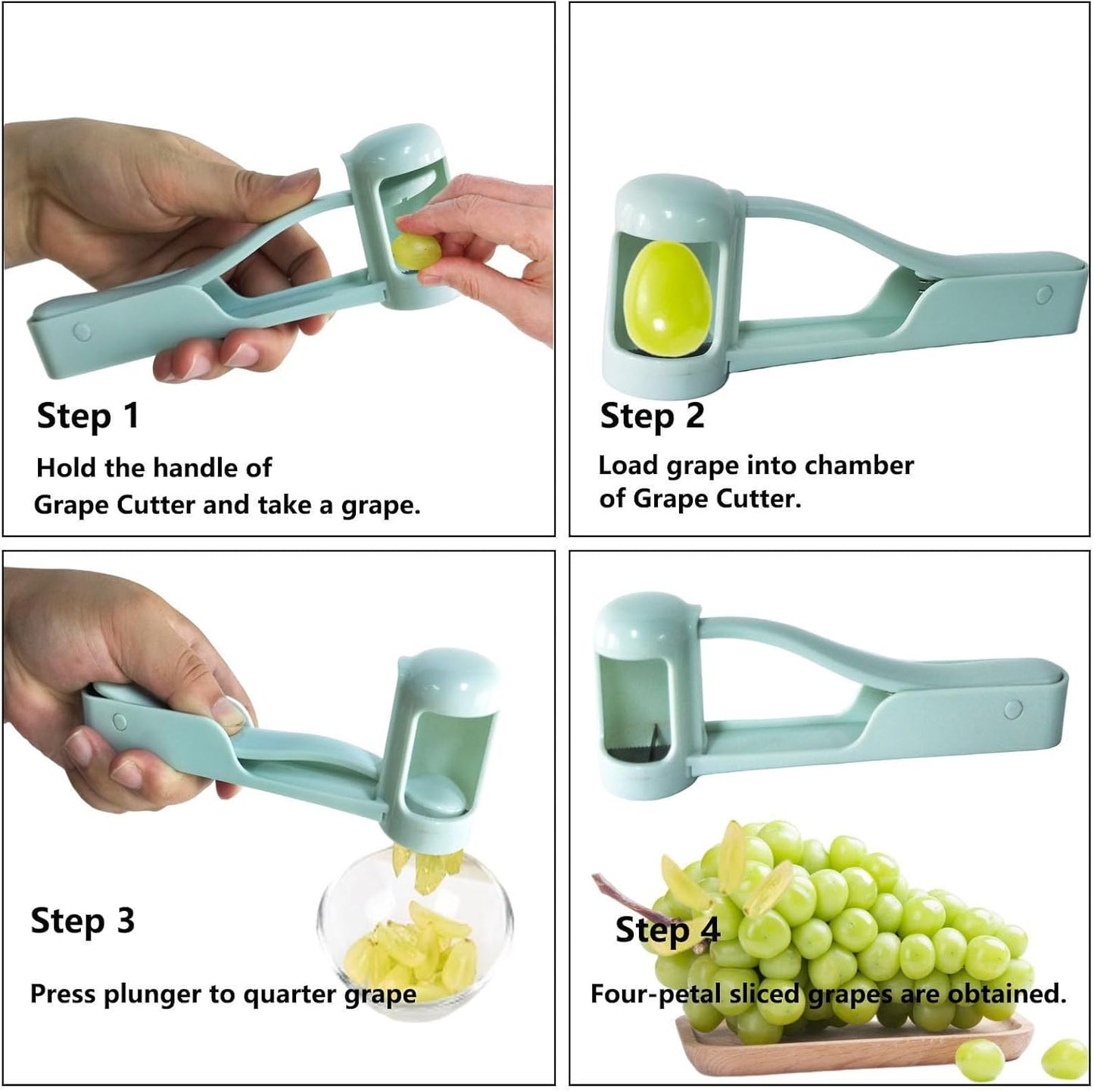 Skiennix One Second Fruit Slicer - Stainless Steel Cherry, Grape & Tomato Cutter | Kitchen Gadget (White)