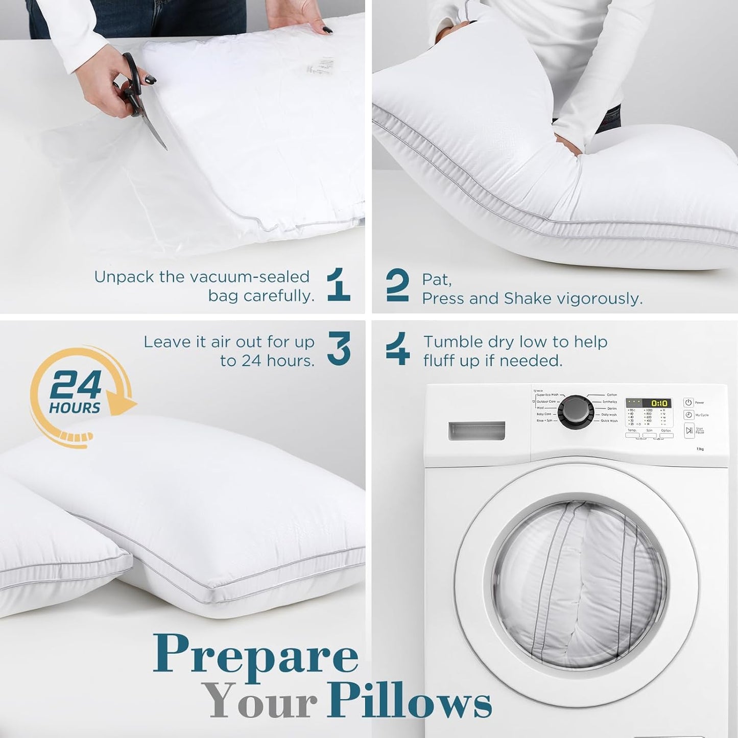 Viewstar Queen Size Pillows - Set of 2 Hotel Quality Down Alternative for All Sleep Positions | White