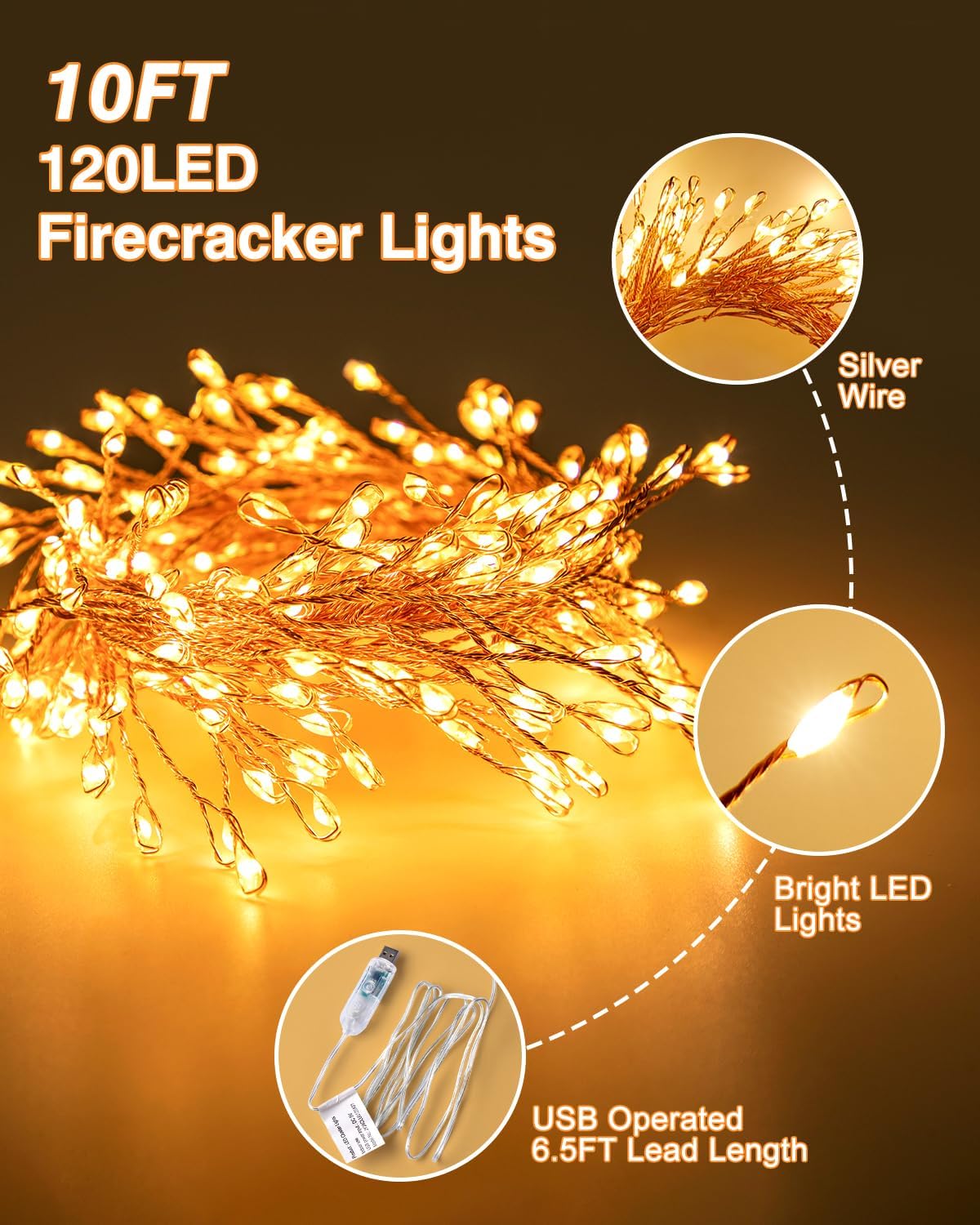 200 LED Fairy Lights with Remote & Timer - 16.4Ft Silver Wire Twinkle Lights for Indoor Christmas, Wedding & Party Decor