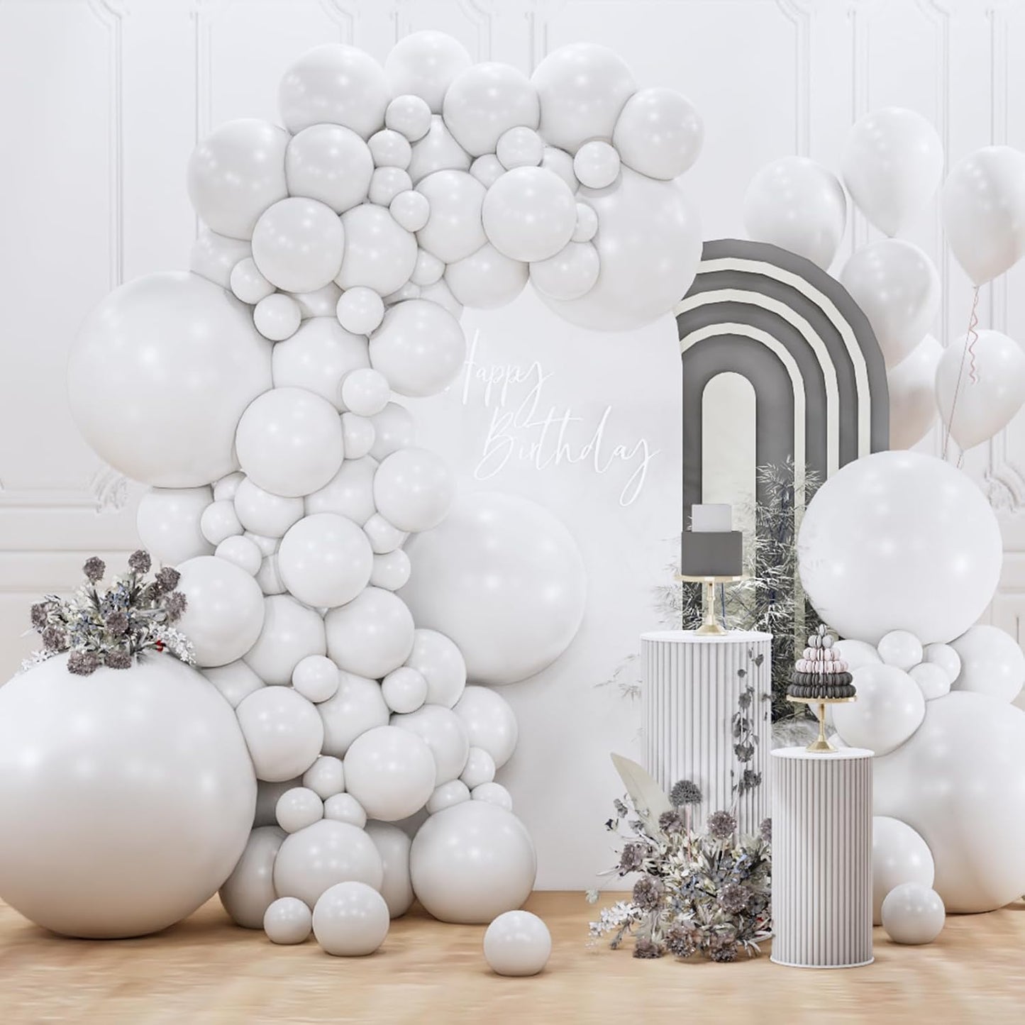 PartyWoo White Balloons - 127-Piece Latex Balloon Arch Kit for Weddings & Celebrations | Various Sizes 5-18 Inch