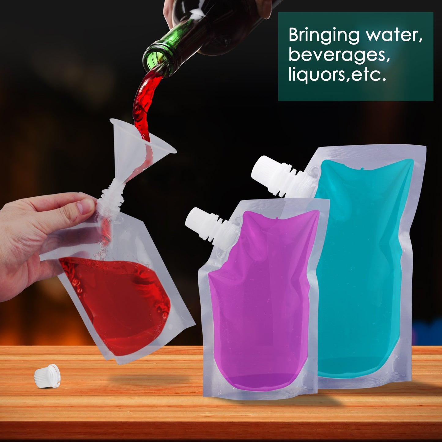 ERKOON 9-Pack Concealable Drinking Flasks - 5oz Reusable Leakproof Pouches with 2 Funnels for Travel & Outdoor