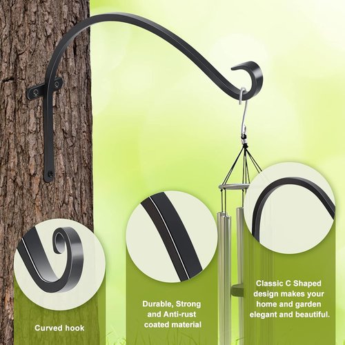 Feed Garden 18-Inch Outdoor Hanging Plant Bracket - Heavy-Duty Metal Hooks for Bird Feeders & Lanterns | 2-Pack