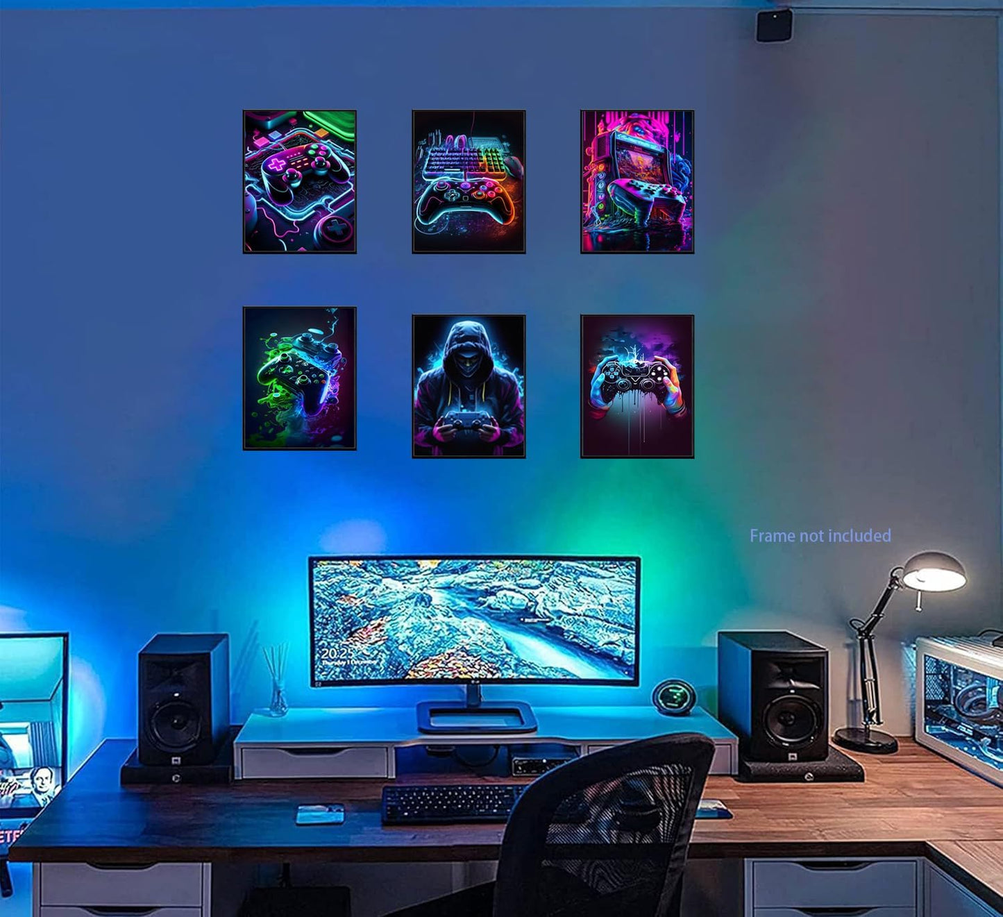 Ucninvd Game Posters - Neon Gaming Wall Art Set of 9 | Unframed 8x10" Canvas Prints for Gamer Room Decor