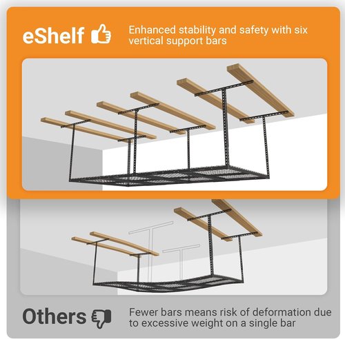 Heavy-Duty Metal Garage Storage Rack by [Brand Name] - Adjustable 4ft x 8ft Ceiling Rack | 600 lb Capacity, Black