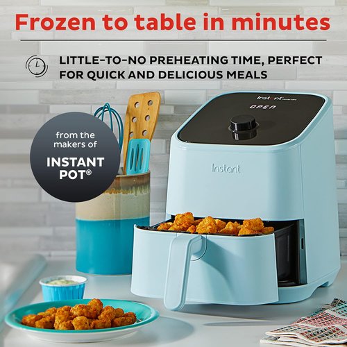 Instant Pot Vortex 2QT Mini Air Fryer - Versatile Cooking, Crisps & Bakes, Aqua, Dishwasher-Safe, 100+ Recipes