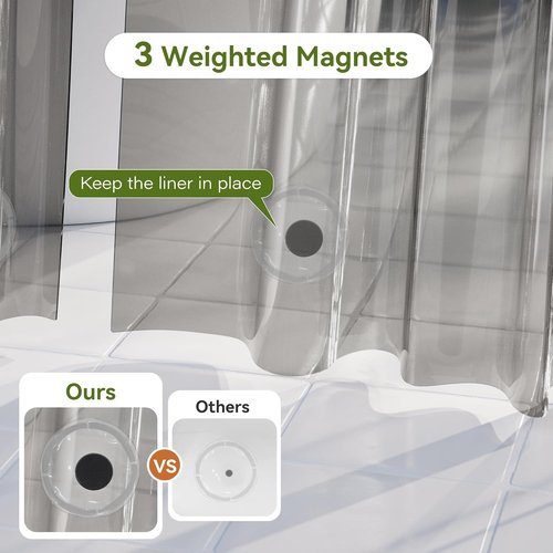 Clear Black Shower Curtain Liner - Waterproof PEVA 72x72 | 2-Pack with Strong Magnets & Rustproof Grommets
