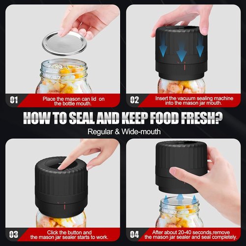 Electric Mason Jar Vacuum Sealer Kit by 2026 - Perfect for Wide & Regular Mouth Canning Jars