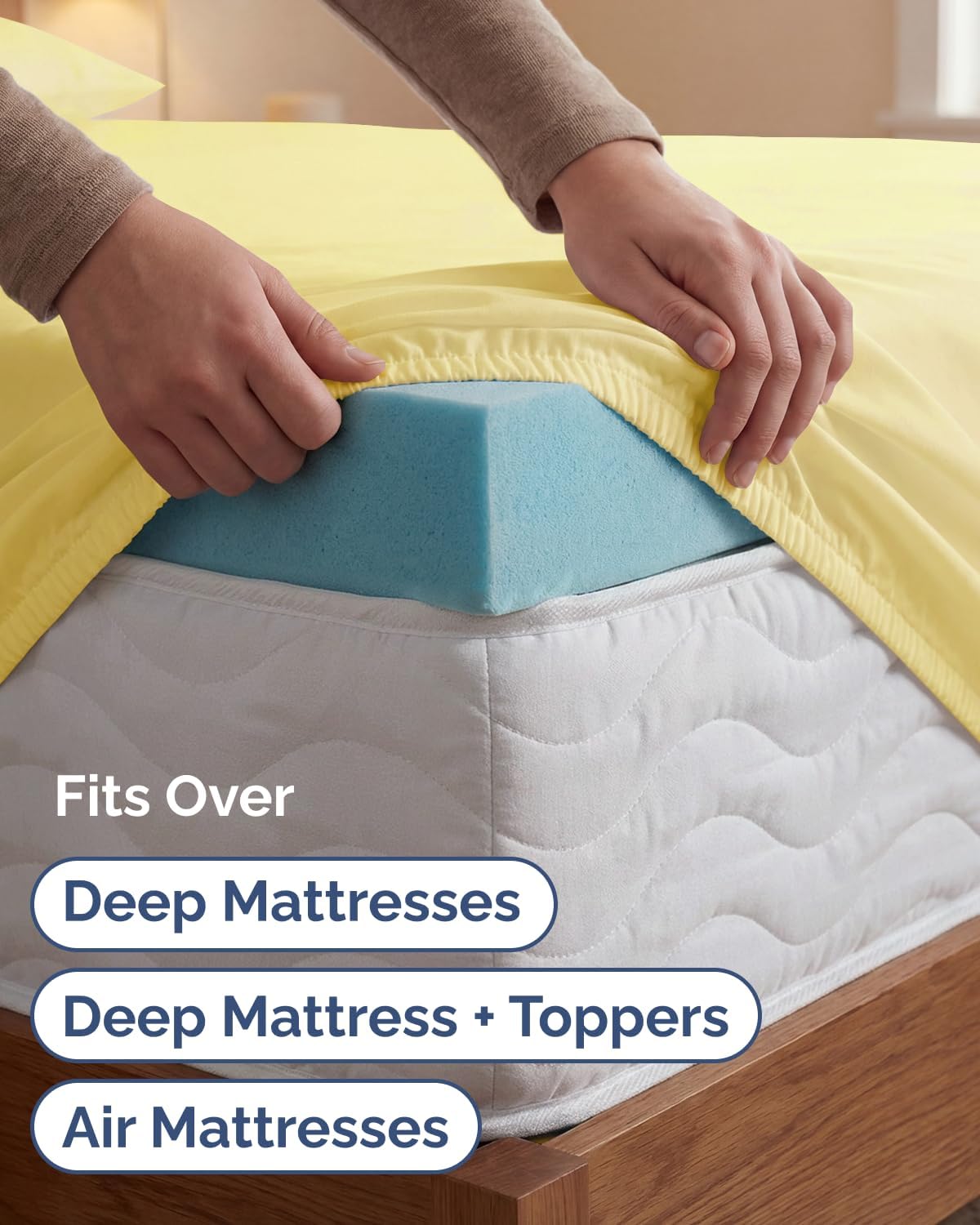 Skiennix Extra Deep Twin XL Sheet Set | 4-Piece Breathable Cooling Bedding - Soft, Wrinkle-Free Yellow