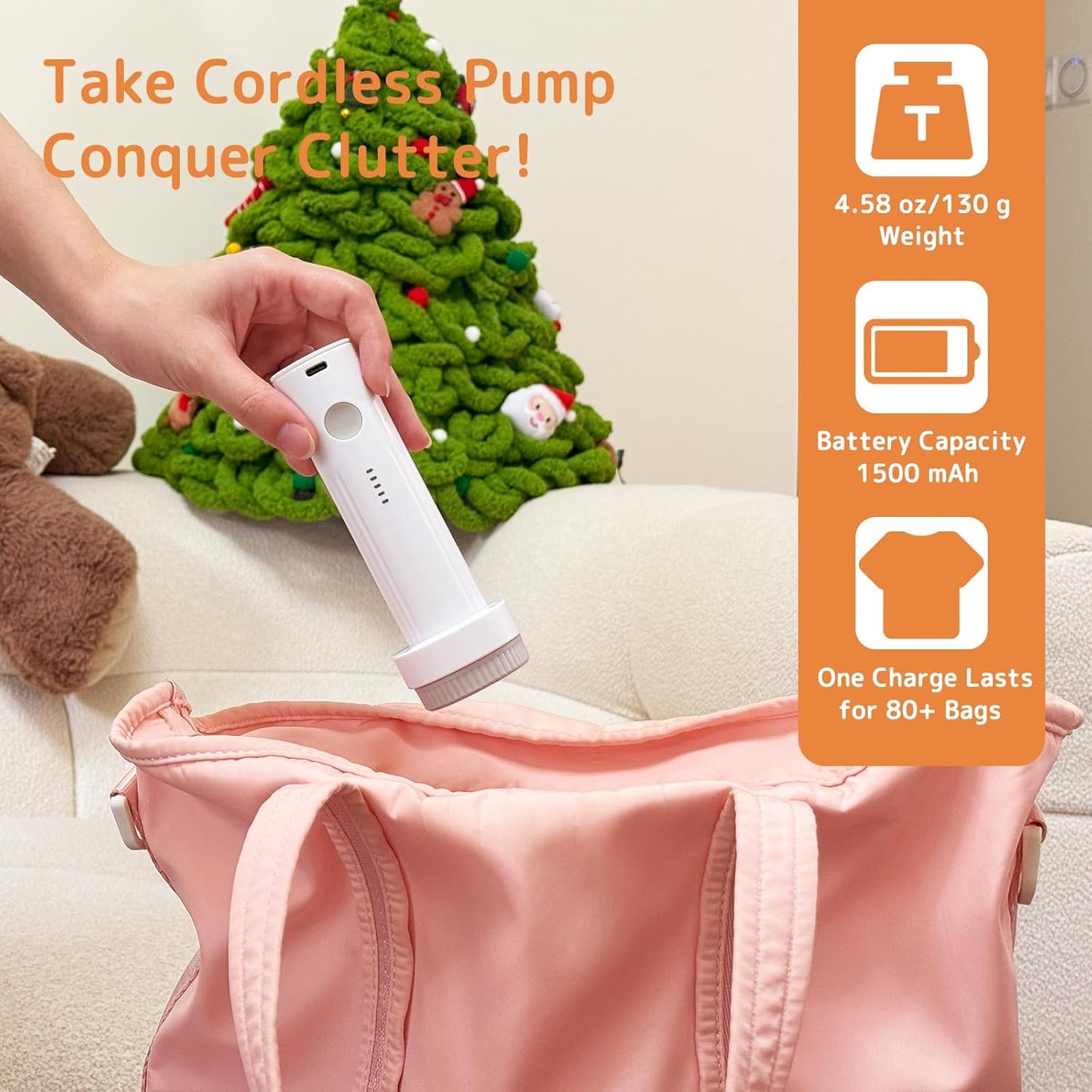 Skiennix Vacuum Bags - 12 Pack Travel Compression Bags with Rechargeable Air Pump | Space Saver for Luggage