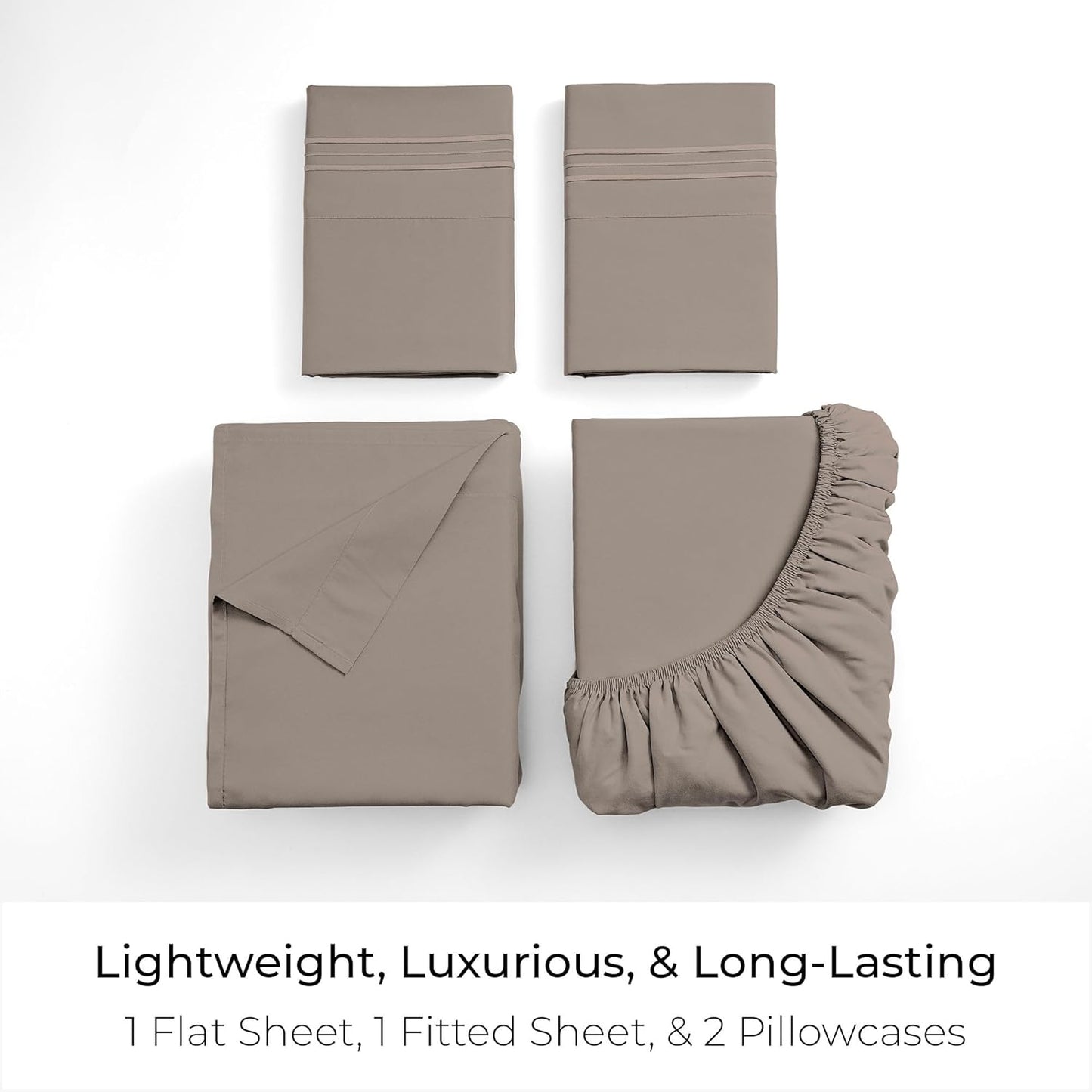 Mellanni California King Sheets Set - 4 PC Hotel Luxury Bedding | Extra Soft, Cooling, Wrinkle-Resistant (Tan)