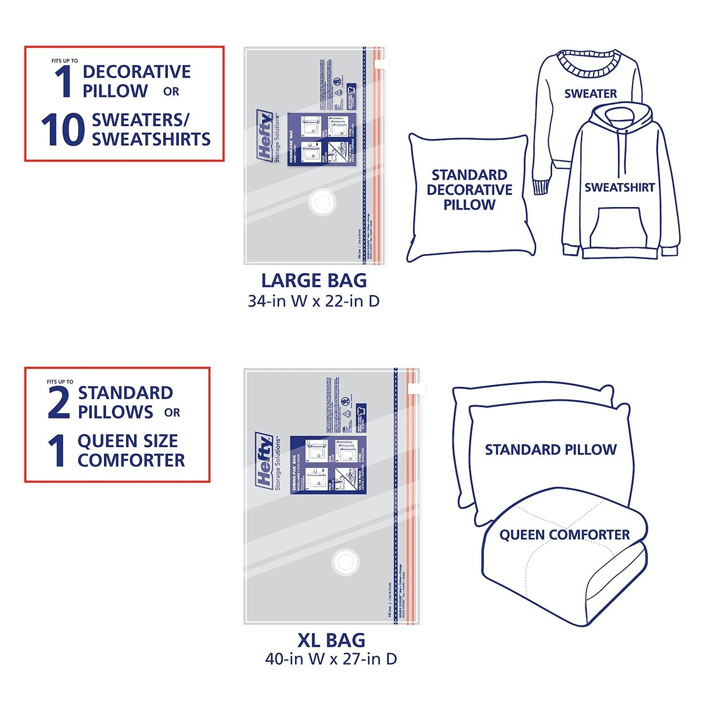 Shrink-Pak Space Bags Vacuum Storage Bags for Bedding Jumbo Compression 3 Pack Clear for Comforters Blankets (3 Jumbo/Bedding Solo)
