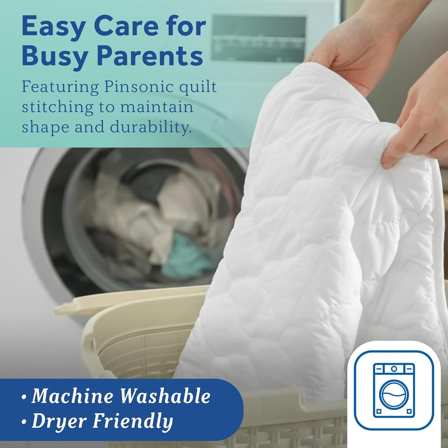 Sealy Baby Waterproof Crib Mattress Protector - Noiseless Quilted Cotton-Blend Cover, 52 x 28, White | Easy to Clean
