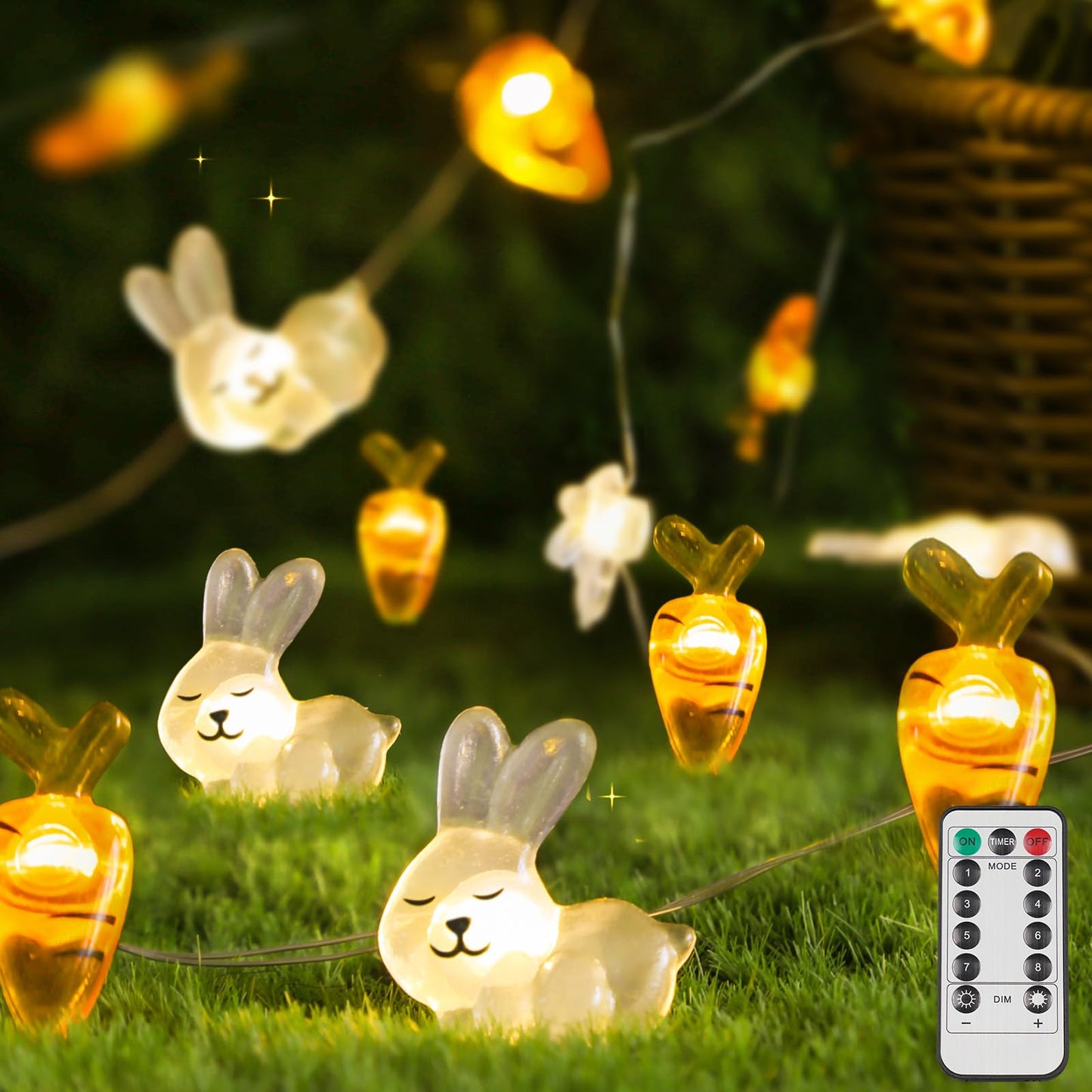 suddus Easter Lights Outdoor, Easter String Lights Battery Operated 12.8ft 40 LED Easter Decorations Indoor