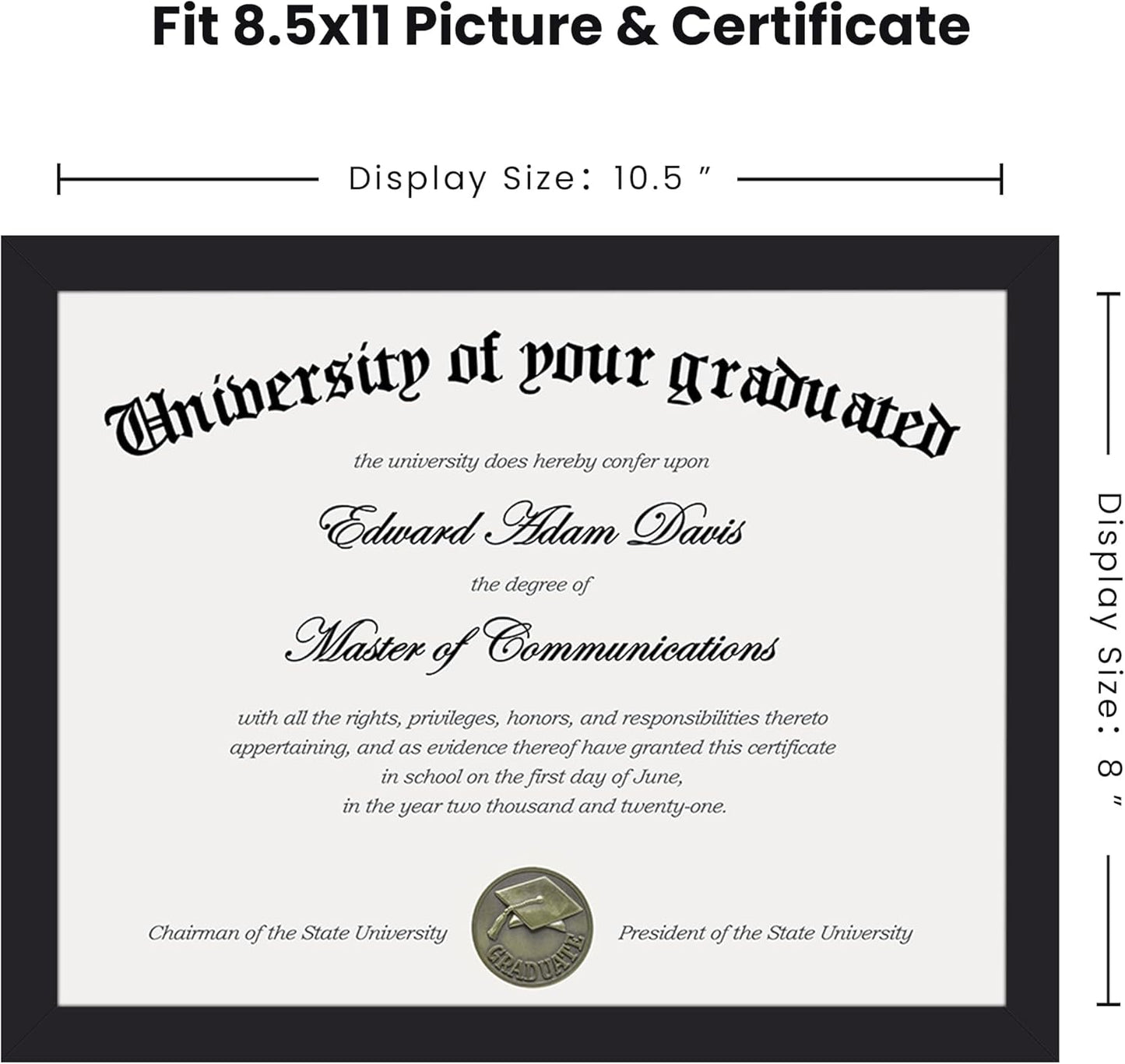 Upsimples Certificate Frame - Clear Plexiglass Diploma Frame for Wall/Tabletop | 8.5x11 Black, 1 Pack