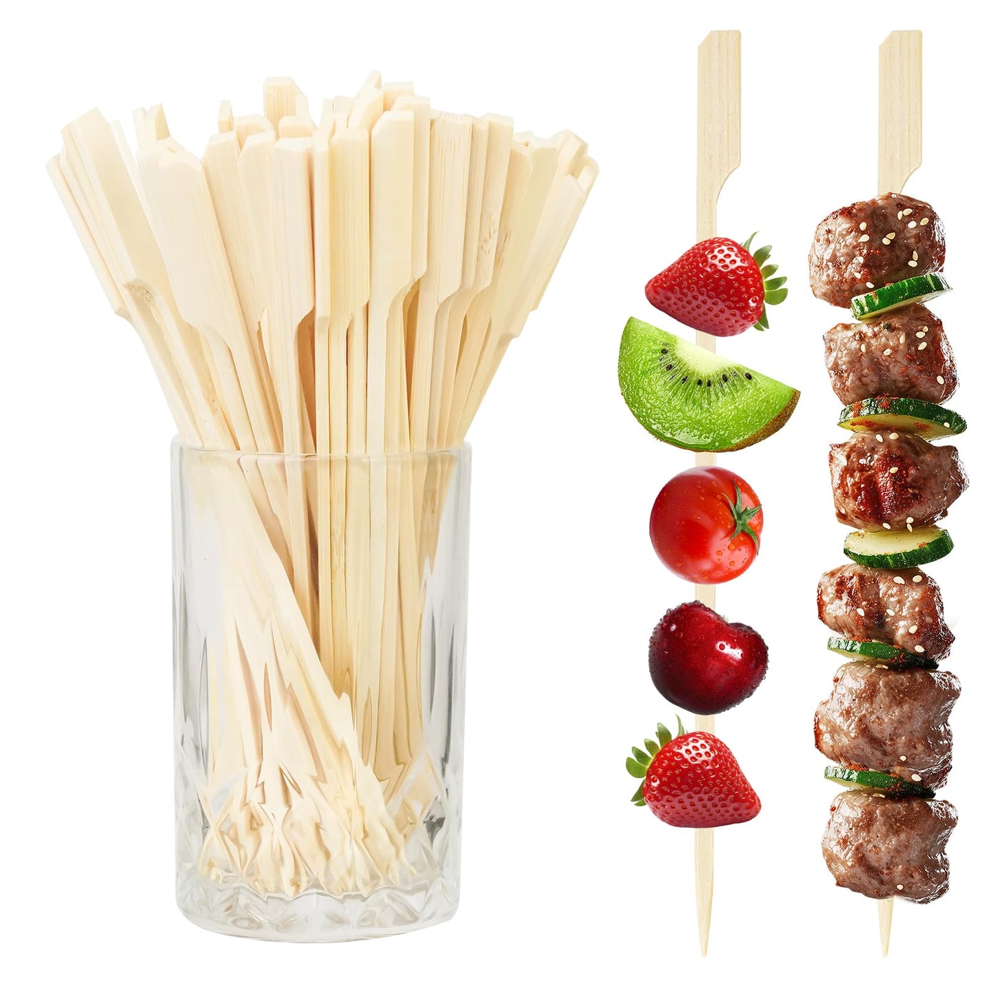 100PCS Cocktail Picks, Fancy Picks for Appetizers, Decorative Skewers for Appetizers Drinks Party Fruit, 6 Inch Long Wooden Bamboo Paddle Food Sticks Charcuterie Boards Accessories