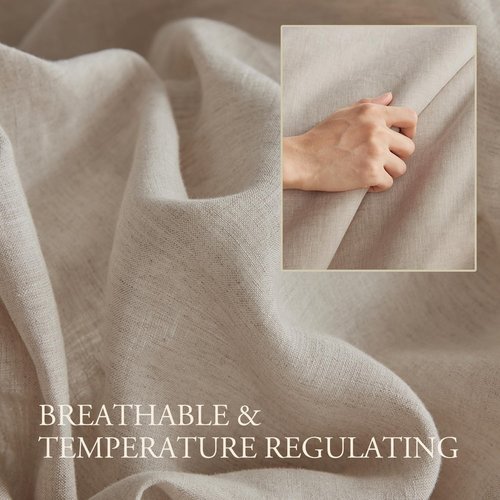 DAPU 100% Linen Duvet Cover Set - Breathable Natural French Flax | Soft, Lightweight & Durable for Hot Sleepers (Queen)