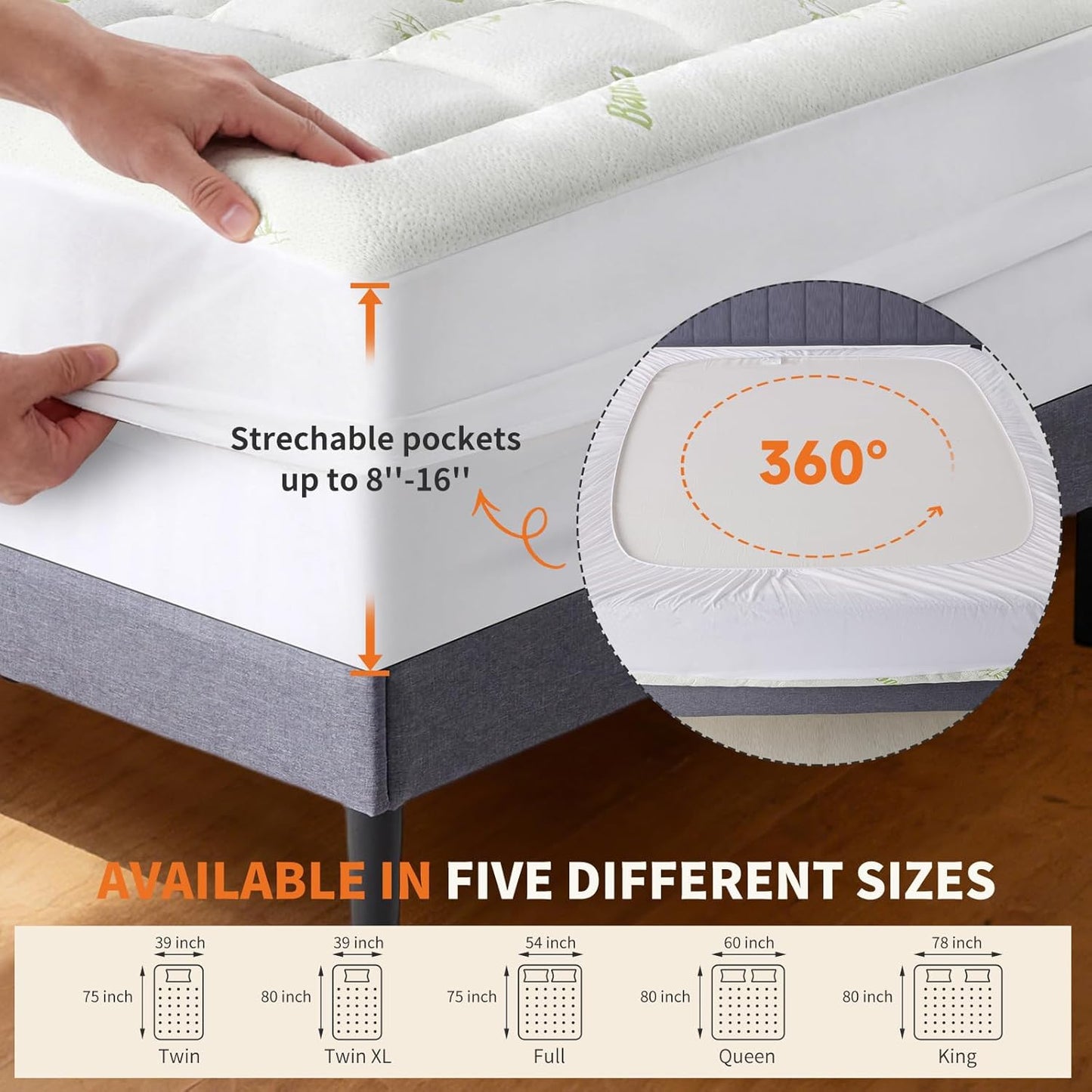 Sweetcrispy Ultra Soft Mattress Topper - Queen Size Bamboo Viscose Pillow Top for Cooling & Back Pain Relief | Deep Pocket Comfort, Green
