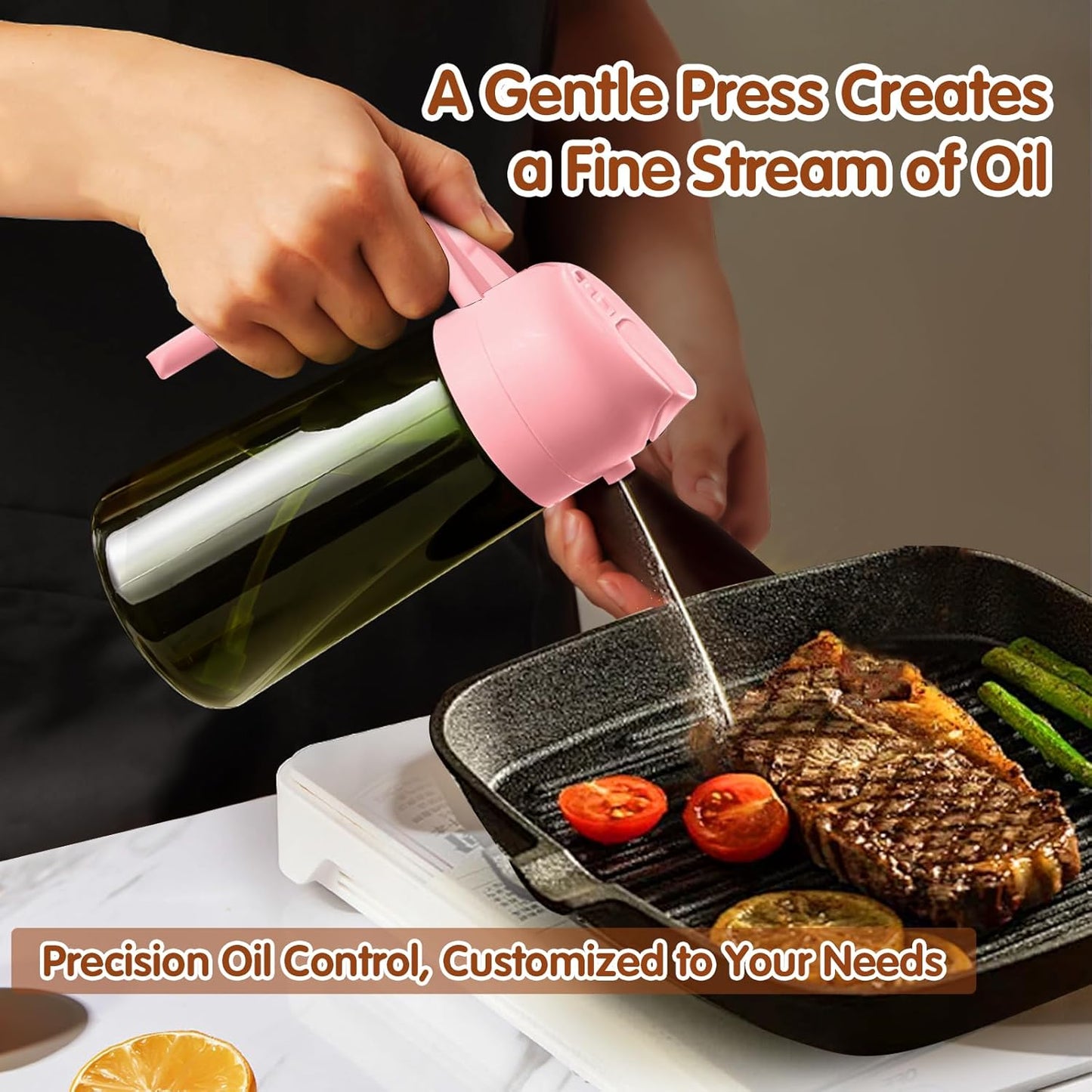 YARRAMATE 2Pcs 16oz Dark Green Oil Sprayer - Food-Grade Premium Olive Oil Dispenser for Cooking & BBQ