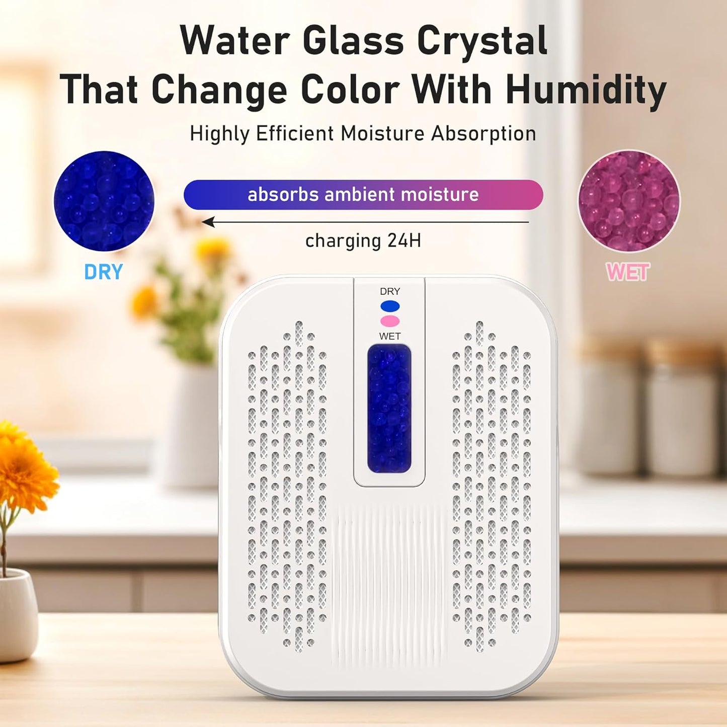 Rechargeable Mini Dehumidifier - Portable & Energy Efficient for Bathrooms, Closets, Cars
