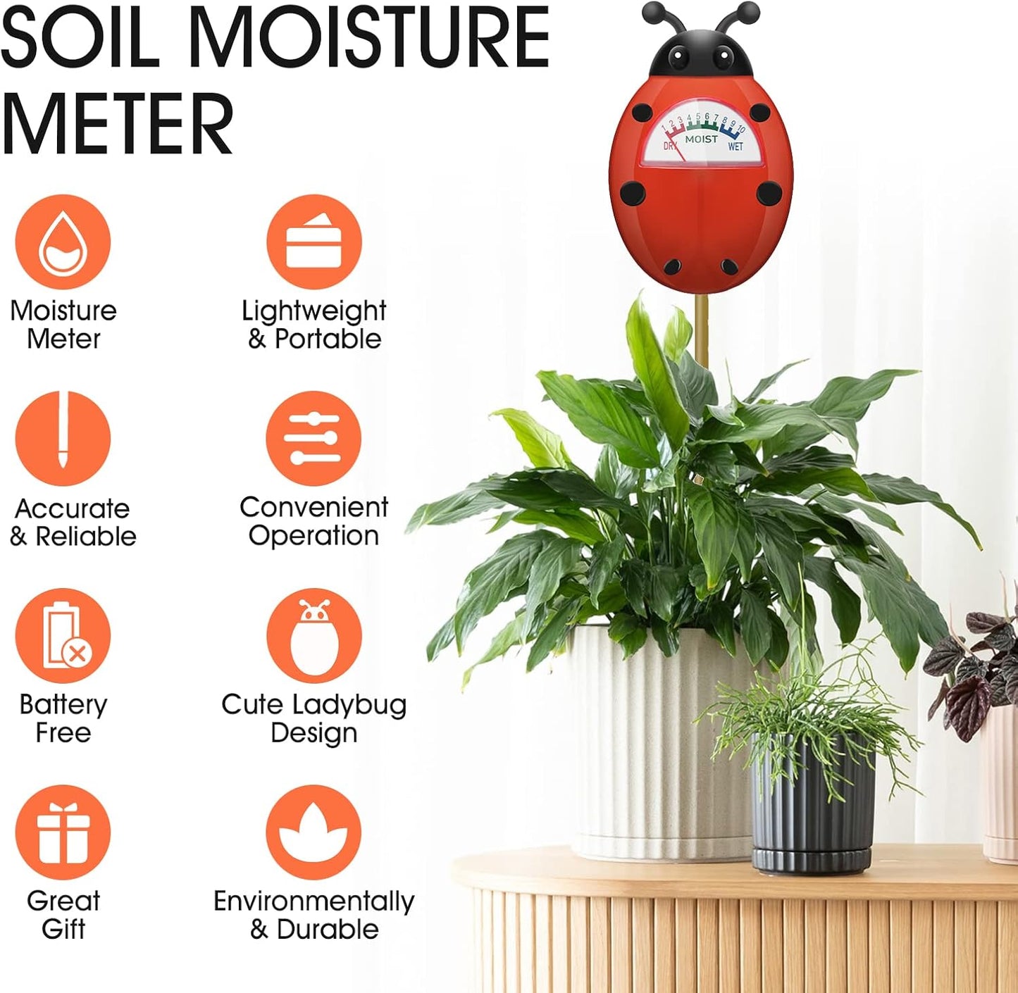 UNIWA Soil Moisture Meter - Accurate Hygrometer Sensor for Indoor & Outdoor Plants | 2-Pack