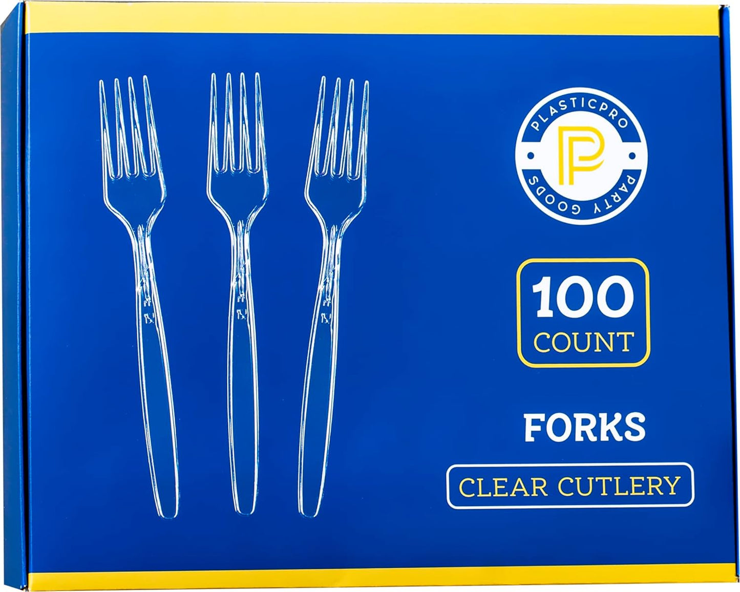 Plasticpro Heavyweight Clear Plastic Cutlery - 100 Count Disposable Utensils for Parties & Events