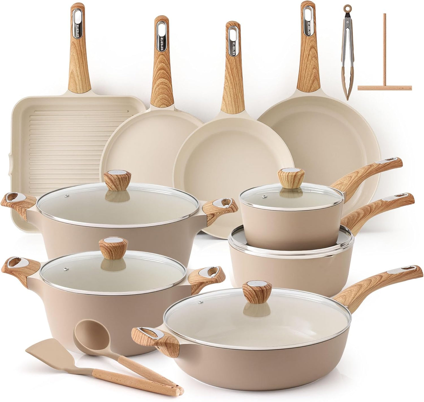 SENSARTE Nonstick Ceramic Cookware Set - 26 Pcs Healthy Induction Pots & Pans for Effortless Cooking