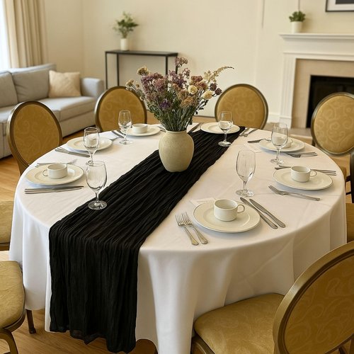 10FT Black Cheesecloth Table Runner 120 Inch Rustic Boho Gauze Cheese Cloth Table Runner for Wedding Baby Shower Bridal Shower Birthday Party Home Decorations