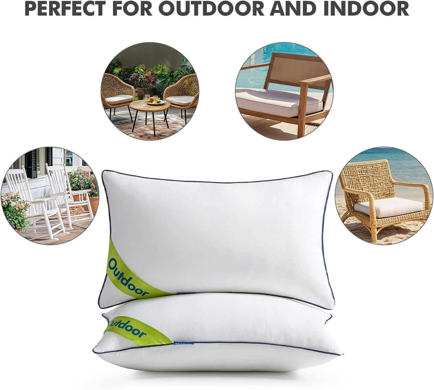 MIULEE Outdoor Pillow Inserts - Water Resistant Decorative Stuffers | 12x20 Inches, Pack of 2 for Sofa & Patio