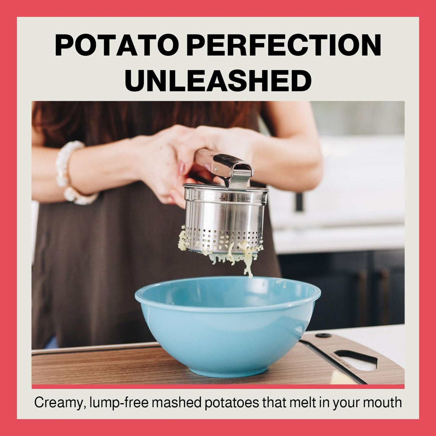 Skiennix Potato Ricer - 18/8 Stainless Steel Tool for Fluffy Mashed Potatoes & Cauliflower | Large Size