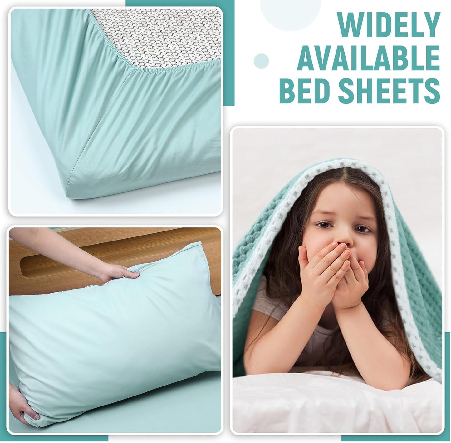 SmoothNovelty Hospital Bed Sheets Set - Soft Knitted Quality | Includes Fitted Coverlet, Quilt Cover, Pillow Case & Blanket (Blue Green)