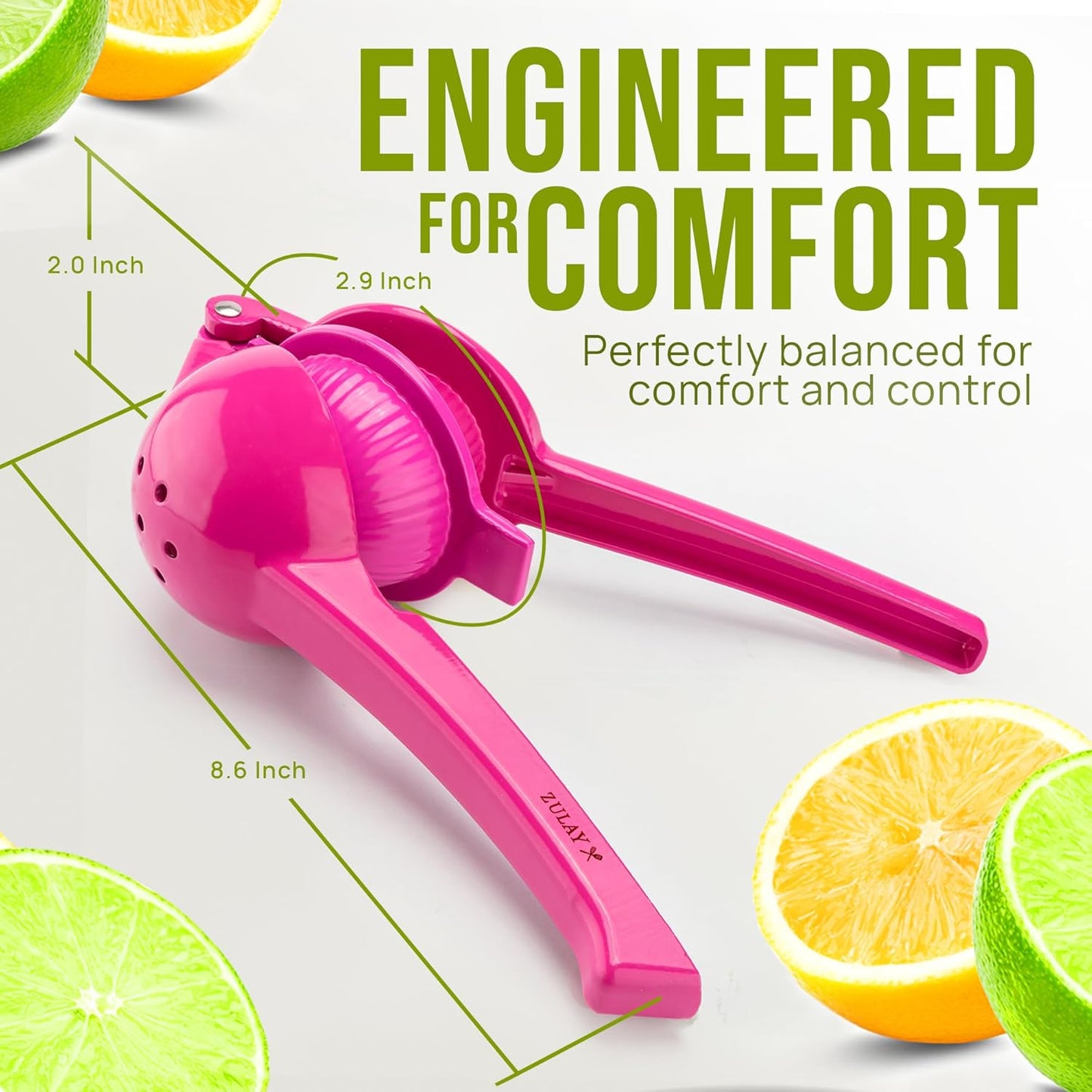 Zulay Kitchen 2-in-1 Lemon Squeezer - Sturdy Hand Juicer for Maximum Juice Extraction - Easy to Clean