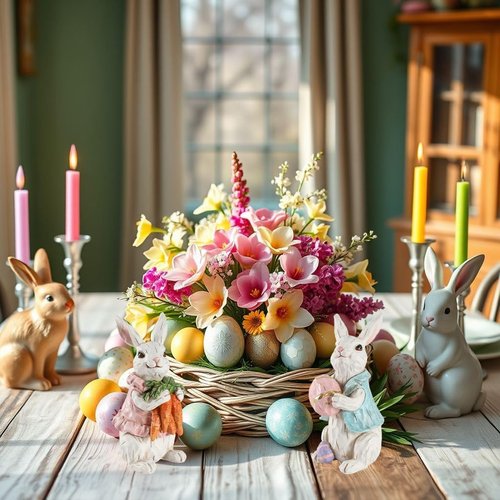 GoGnome Easter Bunny Figurines - Hand-Painted Resin Rabbits with Carrots & Egg | Set of 2 (White)